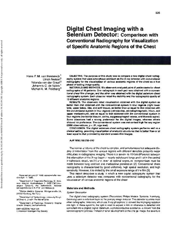 (PDF) Digital chest imaging with a selenium detector: comparison with ...