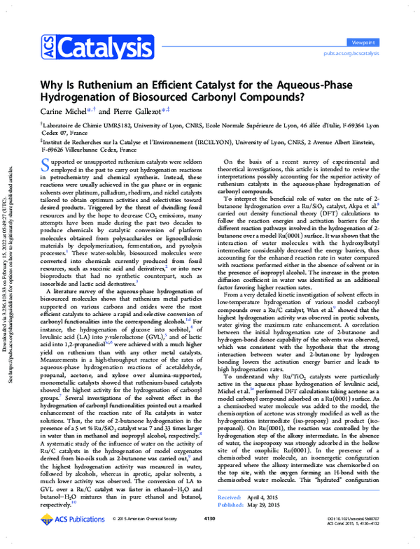 (PDF) Why Is Ruthenium an Efficient Catalyst for the Aqueous-Phase ...