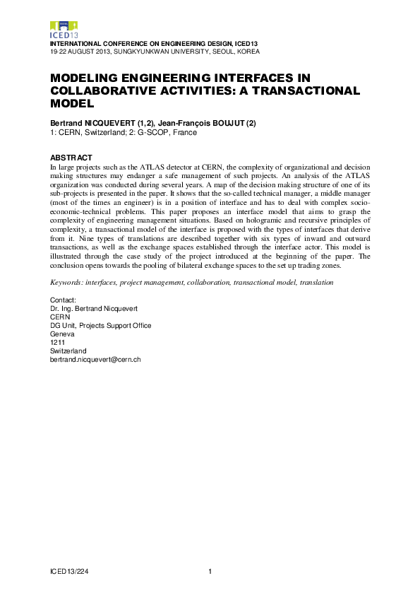 (PDF) Modeling engineering interfaces in collaborative activities: a ...