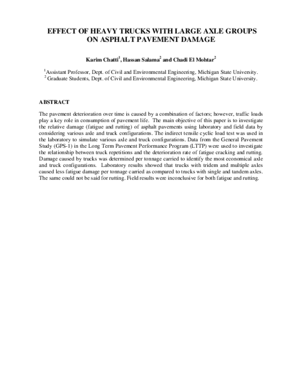 (PDF) Effect of heavy trucks with large axle groups on asphalt pavement ...
