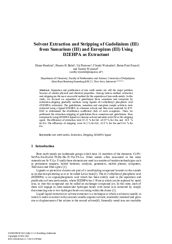 (PDF) Solvent Extraction and Stripping of Gadolinium (III) from ...