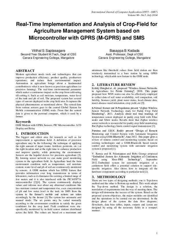 (PDF) Real-Time Implementation and Analysis of Crop-Field for ...