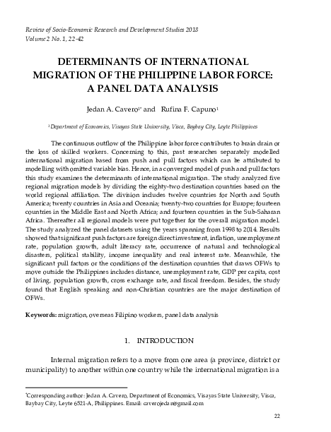 (PDF) Determinants of International Migration of the Philippine Labor ...