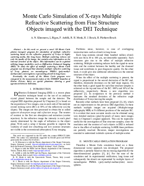 (PDF) Monte Carlo Simulation of X-ray Multiple Refractive Scattering ...