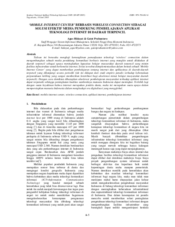 (PDF) Mobile Internet Center'Berbasis Wireless Connection Sebagai ...