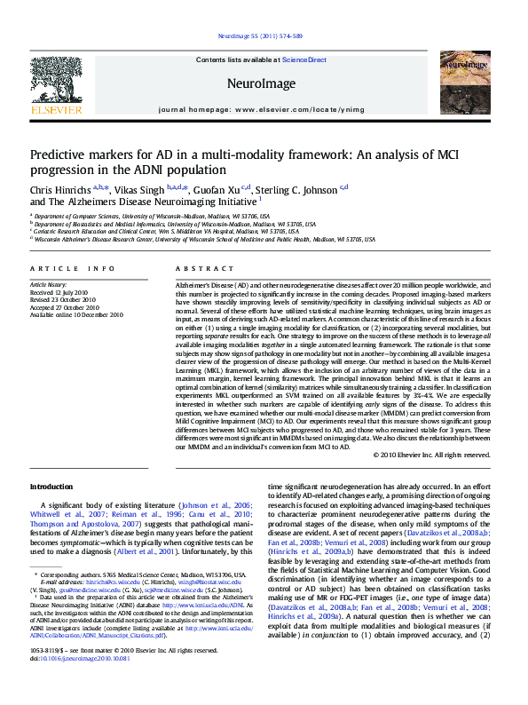 (PDF) Predictive markers for AD in a multi-modality framework: An ...