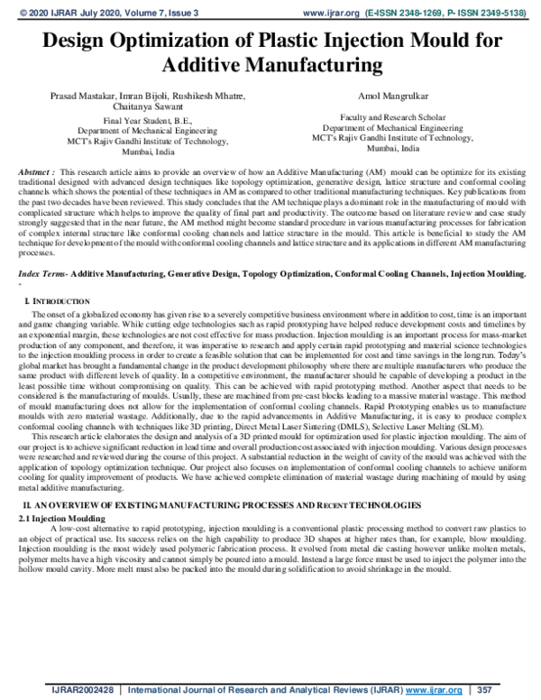 (PDF) Design Optimization of Plastic Injection Mould for Additive ...