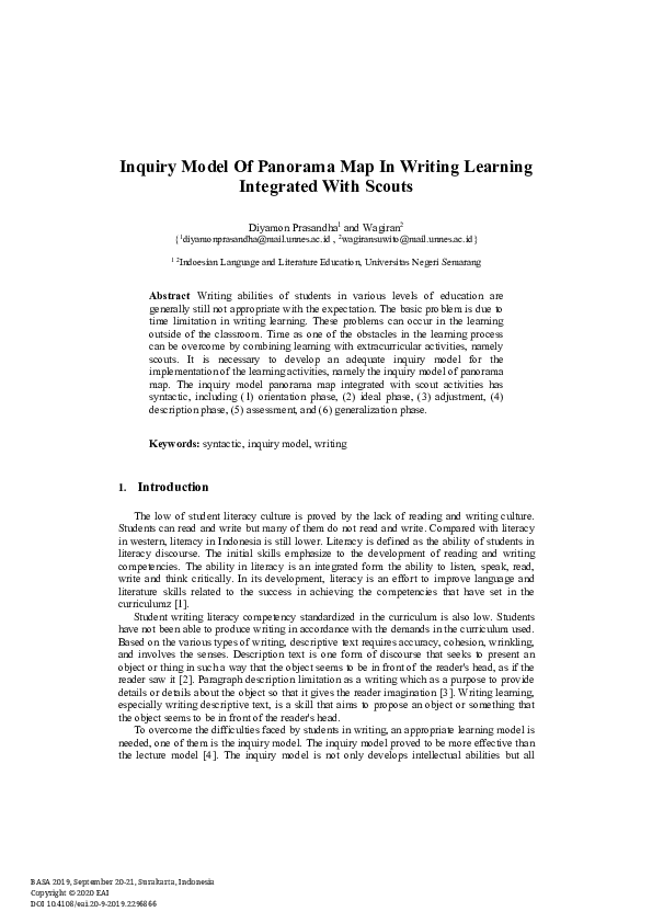 (PDF) Inquiry Model Of Panorama Map In Writing Learning Integrated With ...