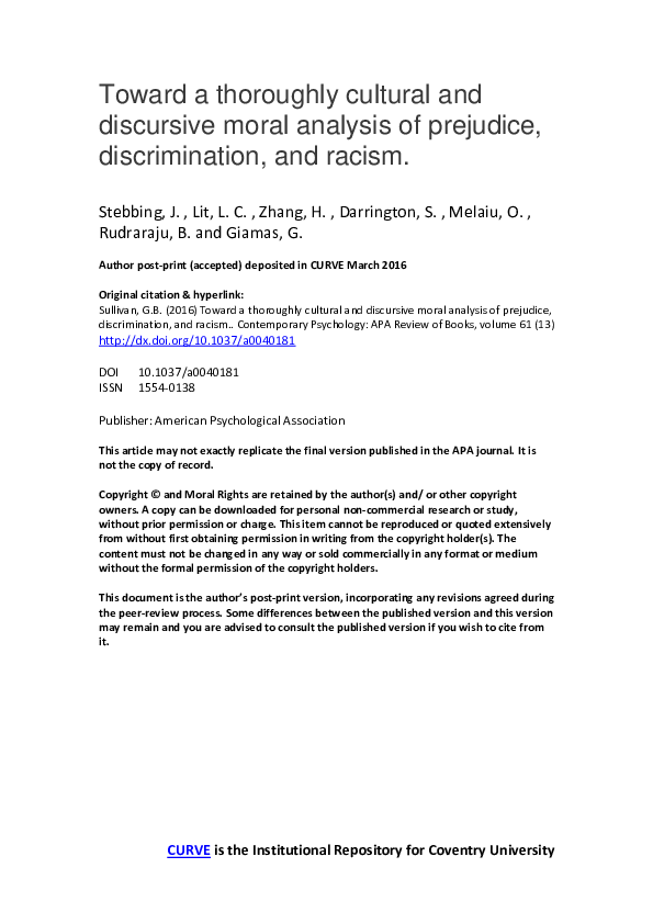 (PDF) Toward a thoroughly cultural and discursive moral analysis of ...