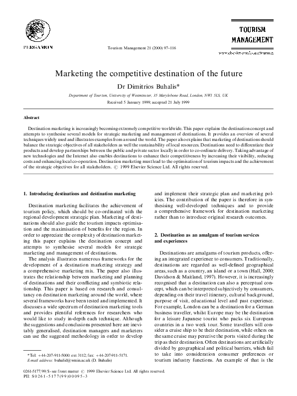 (PDF) Marketing the competitive destination of the future