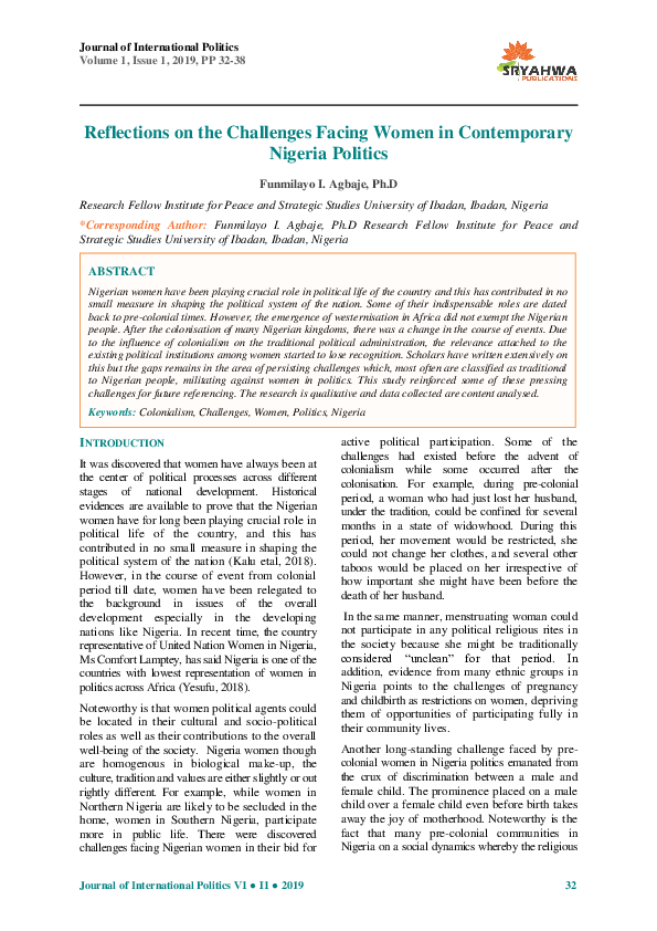 (PDF) Reflections on the Challenges Facing Women in Contemporary ...