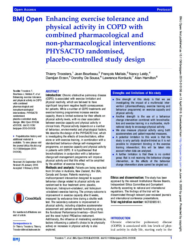 (PDF) Enhancing exercise tolerance and physical activity in COPD with ...