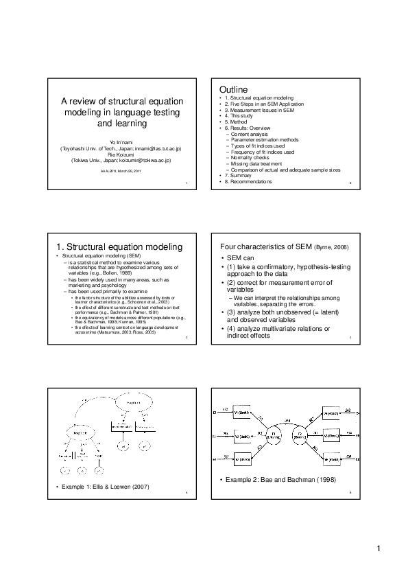 (PDF) A review of structural equation modeling in language testing and ...