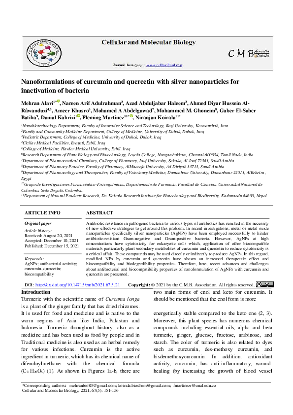 (PDF) Nanoformulations of curcumin and quercetin with silver ...