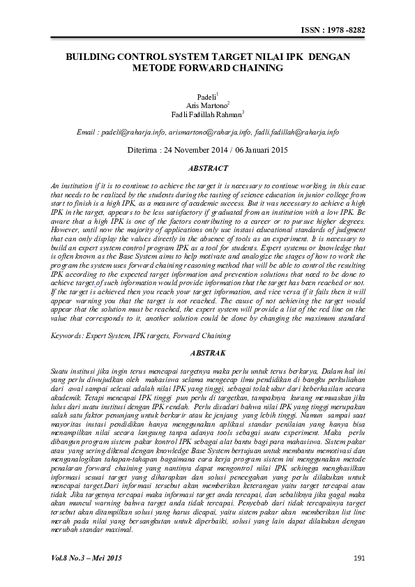 (PDF) Building Control System Target Nilai Ipk Dengan Metode Forward ...