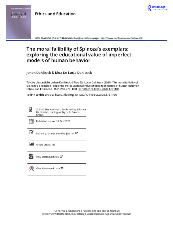 (PDF) The moral fallibility of Spinoza’s exemplars: exploring the ...