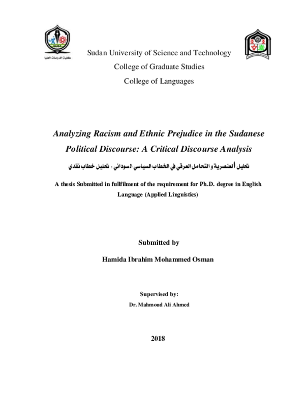 (PDF) Analyzing Racism and Ethnic Prejudice in the Sudanese Political ...