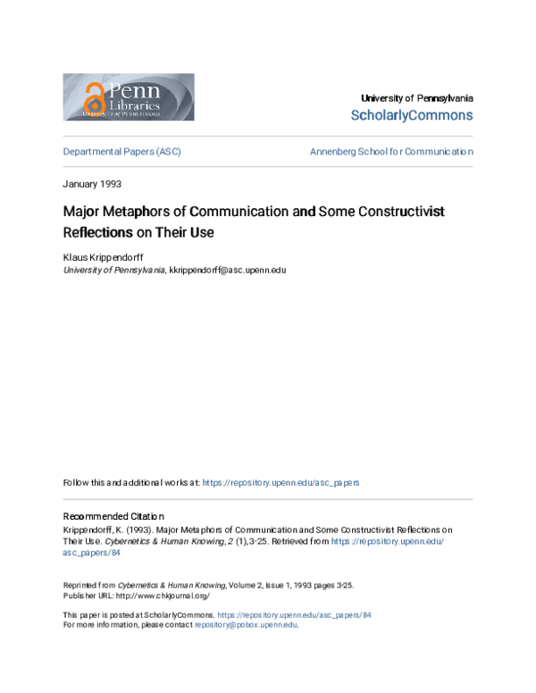 (PDF) Major metaphors of communication and some constructivist ...