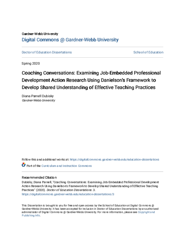(PDF) Coaching Conversations: Examining Job-Embedded Professional ...