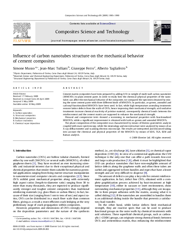(PDF) Influence of carbon nanotubes structure on the mechanical ...