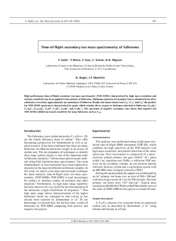 (PDF) Time-of-flight secondary ion mass spectrometry of poly(alkyl ...