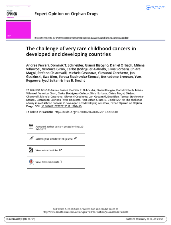 (PDF) The challenge of very rare childhood cancers in developed and ...