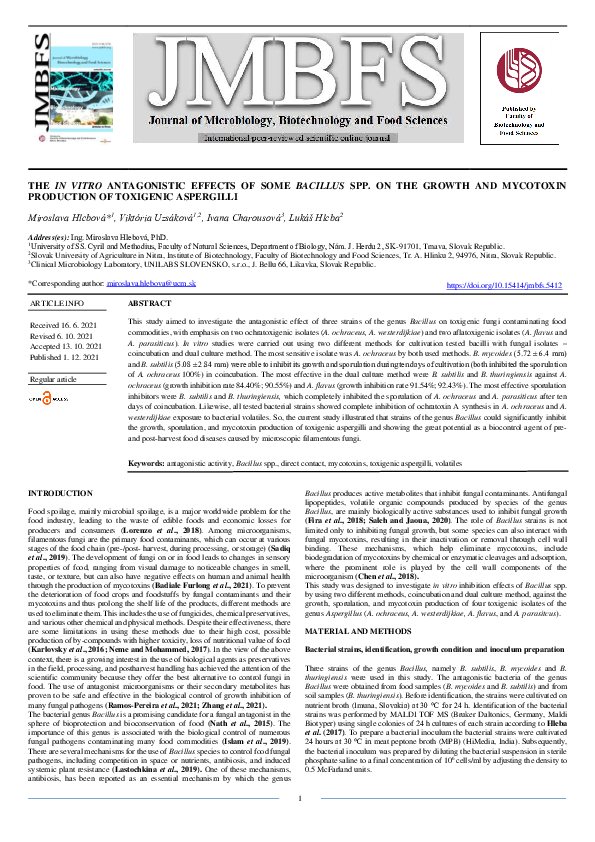 (PDF) The in Vitro Antagonistic Effects of Some Bacillus Spp. On the ...