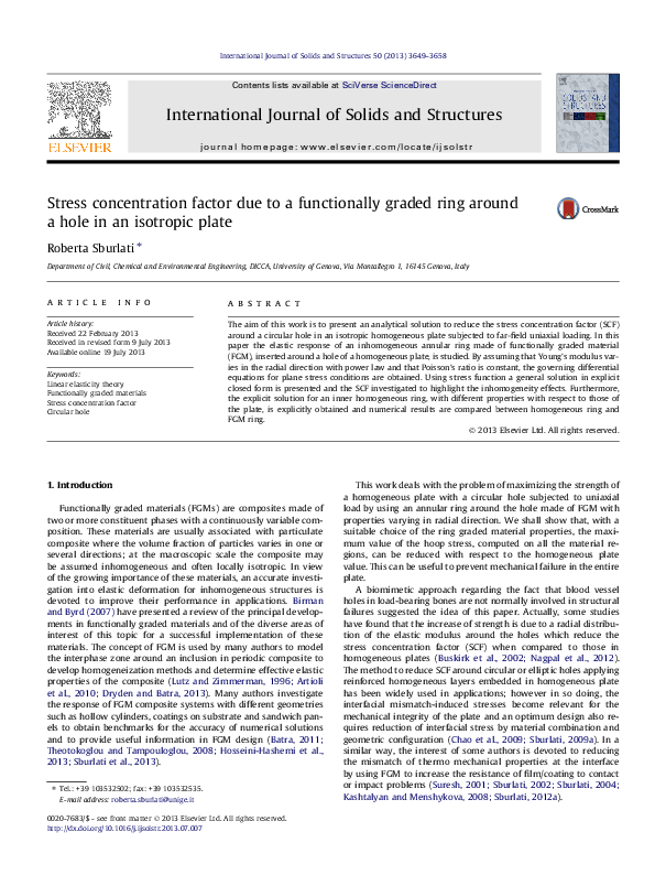 (PDF) Stress concentration factor due to a functionally graded ring ...