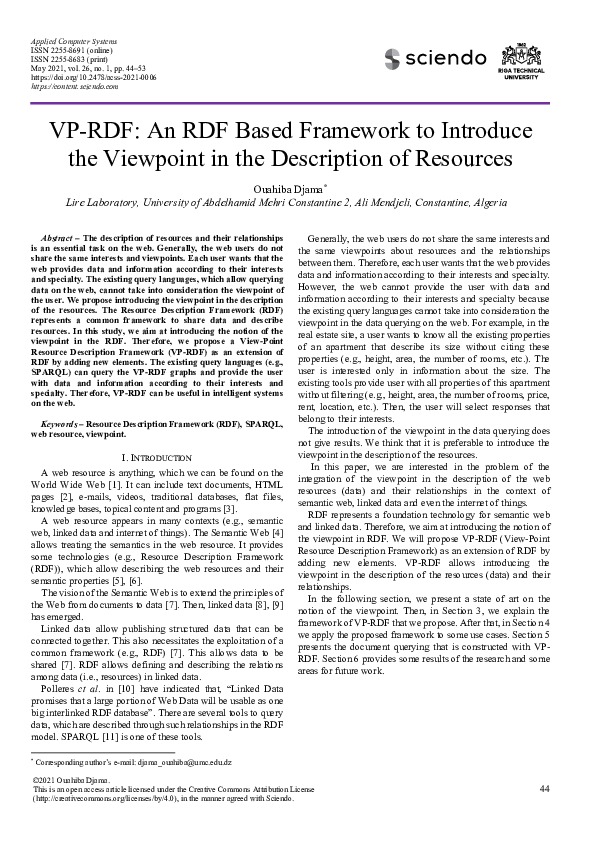 (PDF) VP-RDF: An RDF Based Framework to Introduce the Viewpoint in the ...