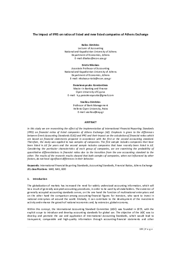 (PDF) The impact of IFRS on ratios of listed and new listed companies ...