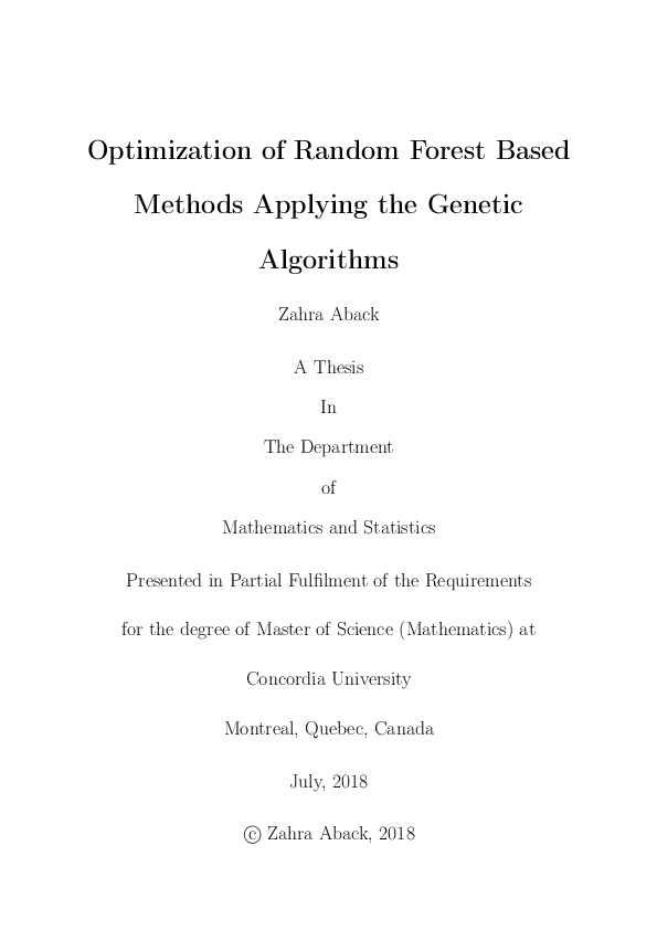 (PDF) Optimization of Random Forest Based Methods Applying the Genetic ...