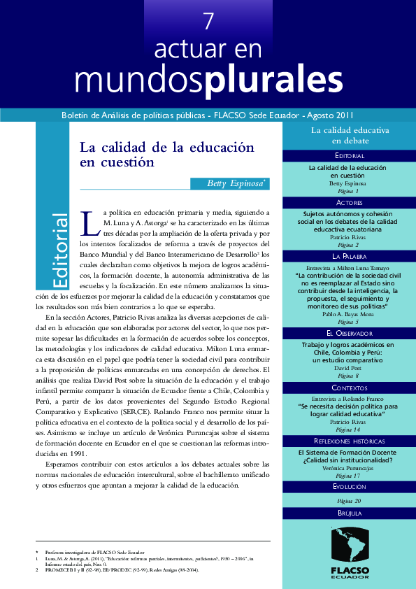 Entrevista a Rolando Franco. "Se necesita decisión política para lograr calidad educativa