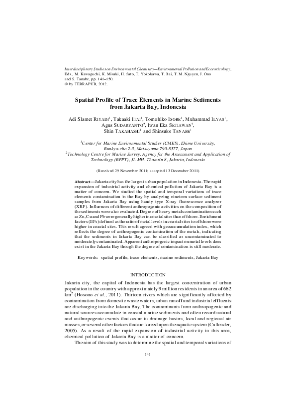 (PDF) Spatial Profile of Trace Elements in Marine Sediments from ...