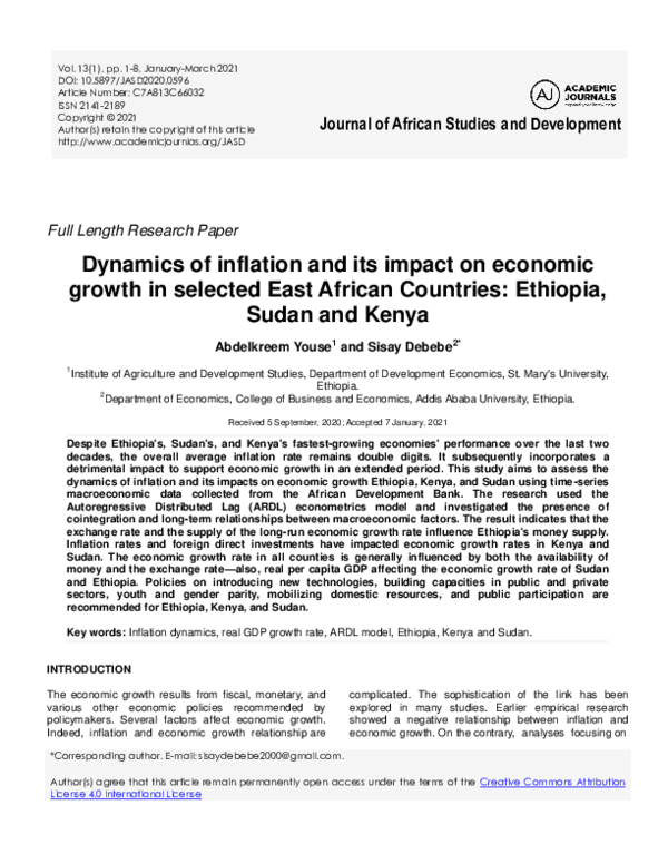 (PDF) Dynamics of inflation and its impact on economic growth in ...