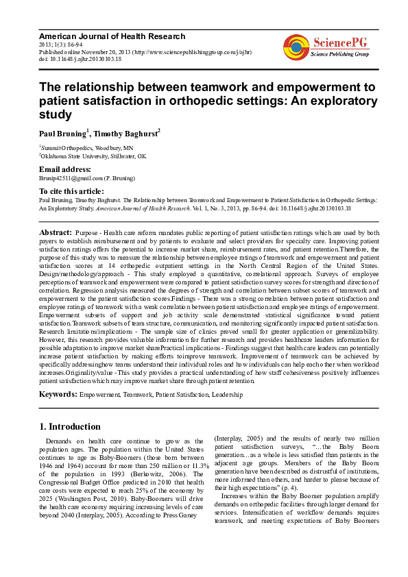 (PDF) The Relationship between Teamwork and Empowerment to Patient ...
