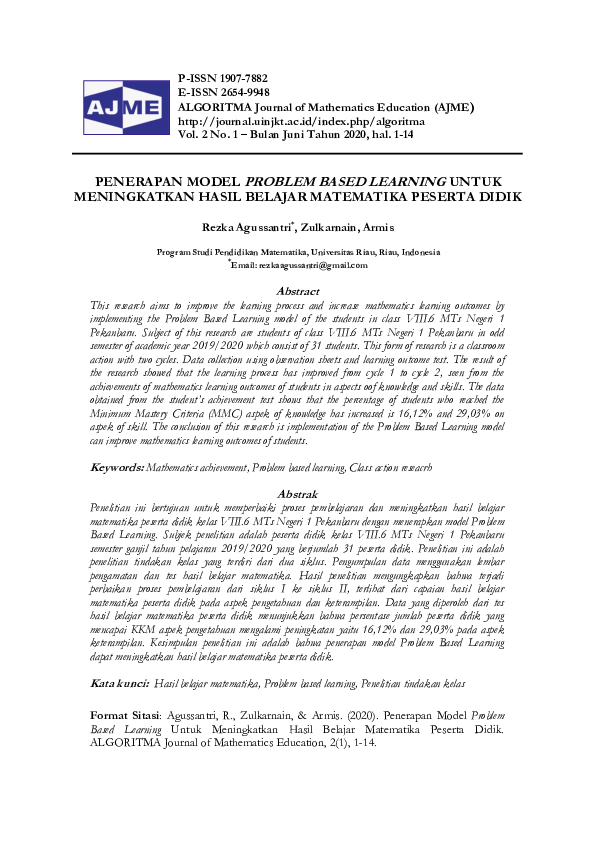 (PDF) Penerapan Model Problem Based Learning Untuk Meningkatkan Hasil ...