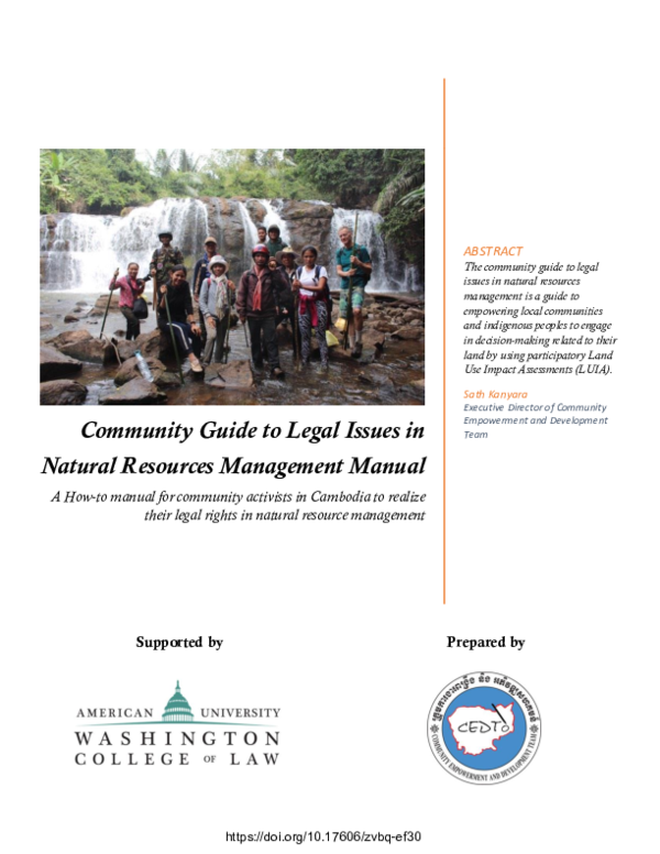 (PDF) Community guide to legal issues in natural resources management ...