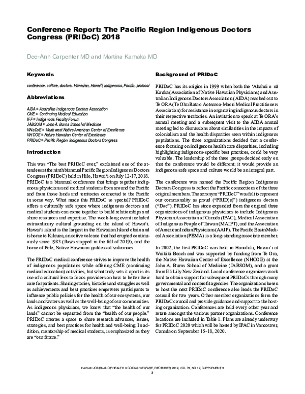 (PDF) Conference Report: The Pacific Region Indigenous Doctors Congress ...