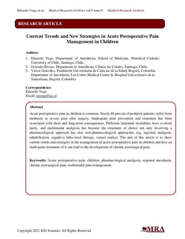 (PDF) Current Trends and New Strategies in Acute Postoperative Pain ...