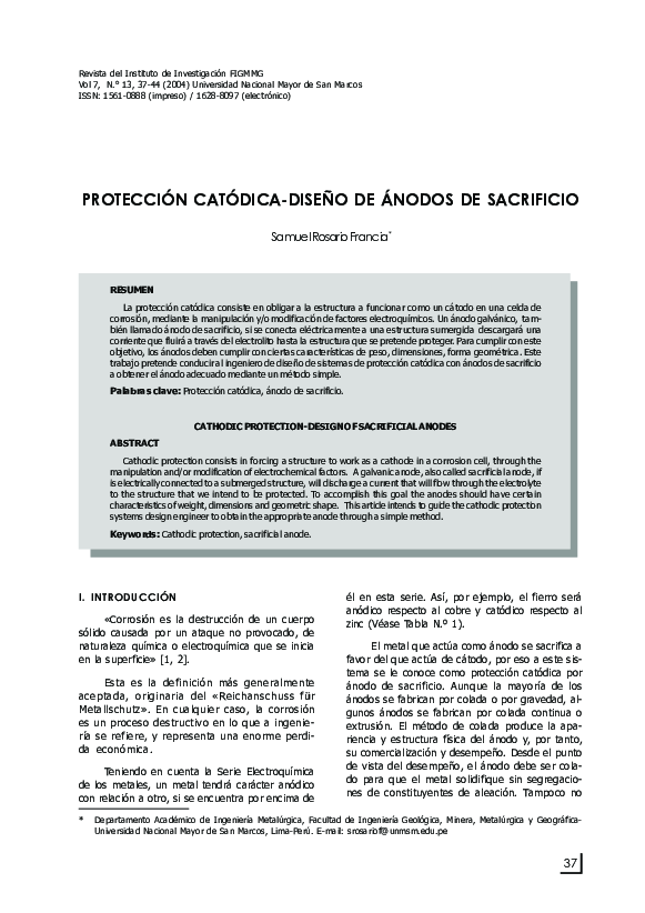 (PDF) Protección CatódicaDiseño De Ánodos De Sacrificio Samuel Rosario Francia Academia.edu (PDF) Protección CatódicaDiseño De Ánodos De Sacrificio Samuel Rosario Francia Academia.edu