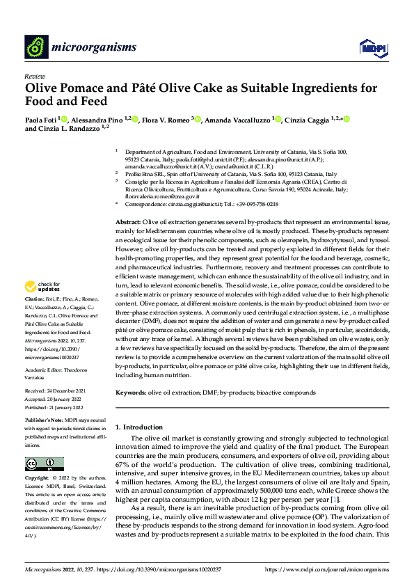(PDF) Olive Pomace and Pâté Olive Cake as Suitable Ingredients for Food ...