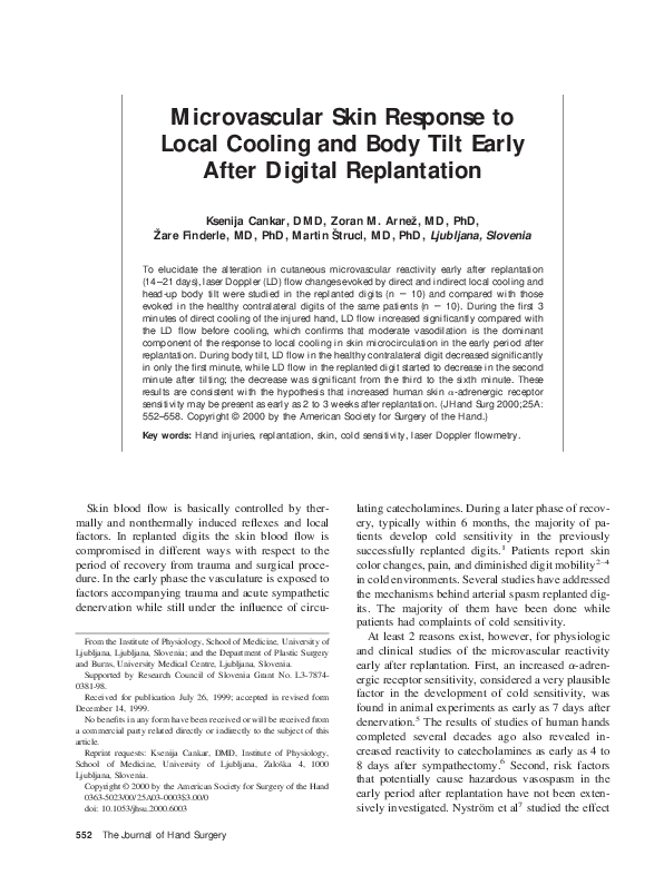 (PDF) Microvascular skin response to local cooling and body tilt early ...