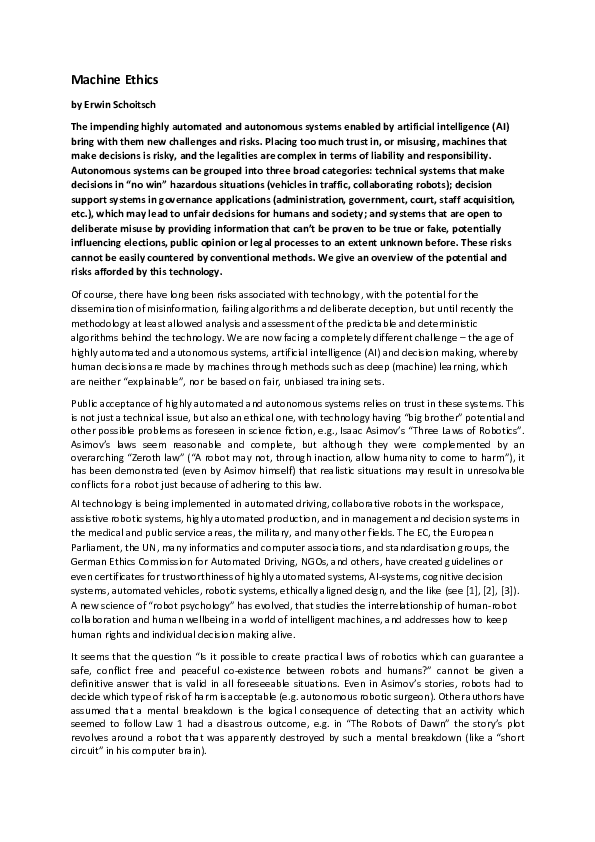 (PDF) Machine Ethics