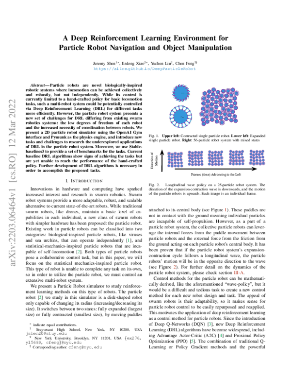 (PDF) A Deep Reinforcement Learning Environment for Particle Robot ...