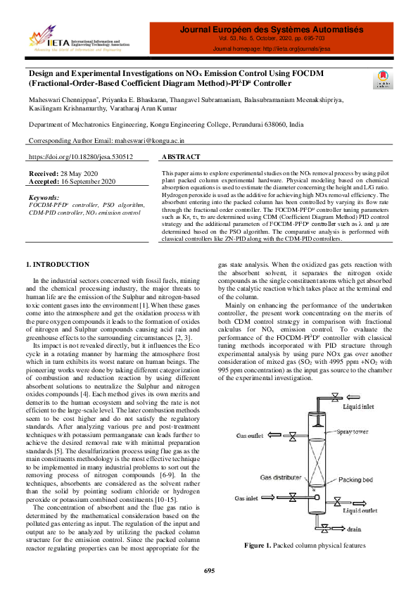 (PDF) Design and Experimental Investigations on NOx Emission Control
