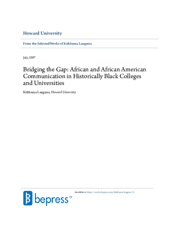 (PDF) Bridging the Gap: African and African American Communication in ...