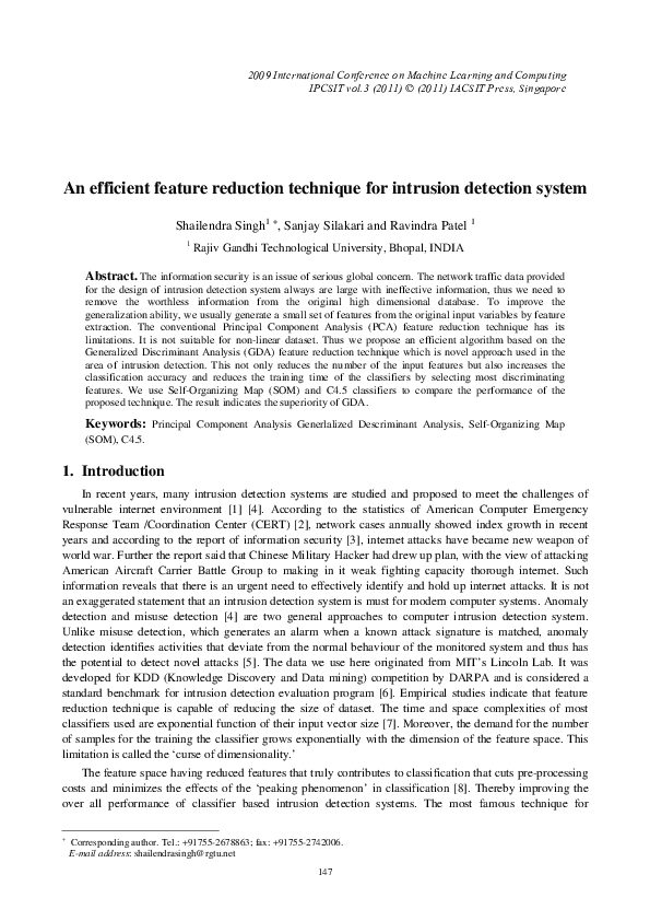 (PDF) An efficient feature reduction technique for intrusion detection ...