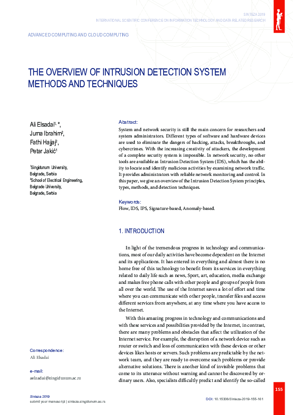 (PDF) The Overview of Intrusion Detection System Methods and Techniques ...