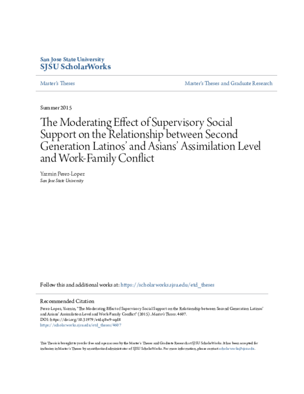 (PDF) The Moderating Effect of Supervisory Social Support on the ...