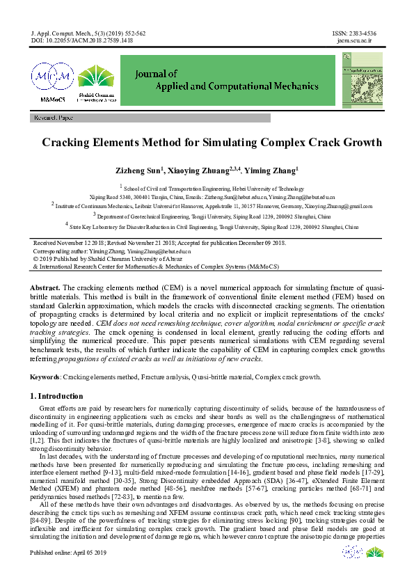(PDF) Cracking Elements Method for Simulating Complex Crack Growth